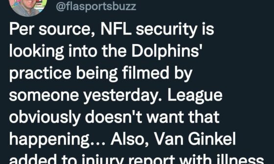 NFL security is investigating the Dolphins walkthrough being taped