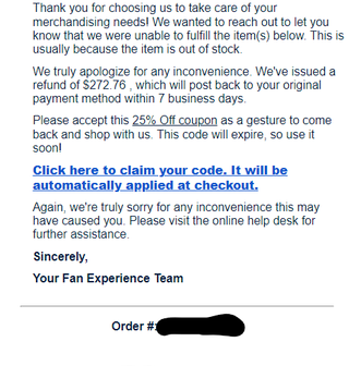 Order cancelled but it's still available on NHL shop? Anyone else have their order cancelled?