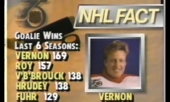 Shown during a game on 11/12/91. It’s a crime Vernon isn’t in the Hall of Fame.