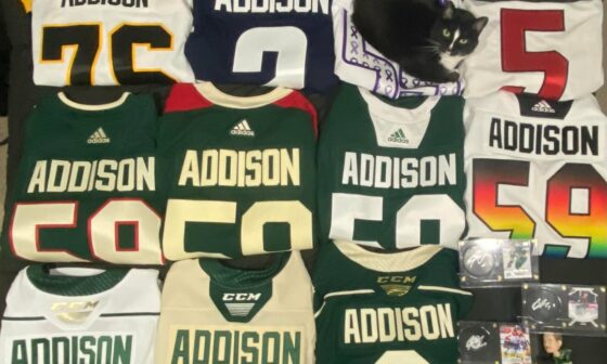 To celebrate Calen Addison preseason goal, here is my Calen Addison Collection.