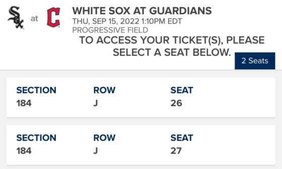 Tickets for tomorrows game against white Sox 9/12!!! Zelle!!! Make up game can’t make it!