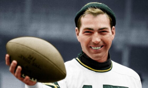 Bart Starr in 1962. (AP file photo, colorized by me. b & w incl.)