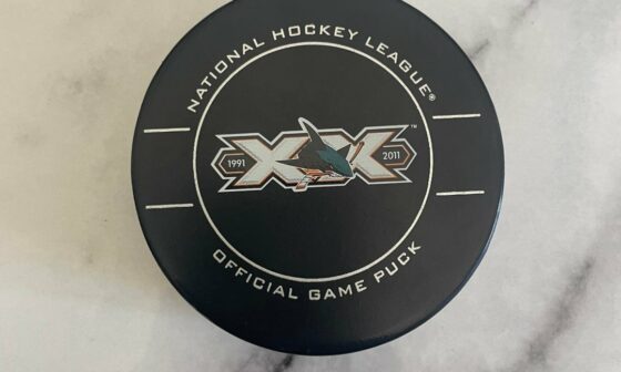 Great buddy of mine gave me his 20th anniversary sharks puck! Very grateful