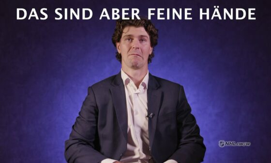 NHL Stars try hockey phrases in German