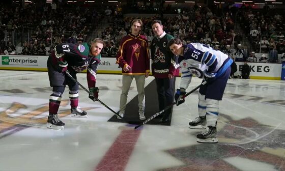 Shane Doan and son Josh drop 1st puck for Yotes at Mullett Arena