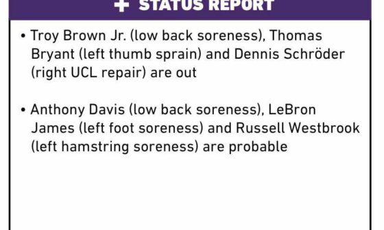 Tomorrow’s injury status report for the opener against GSW