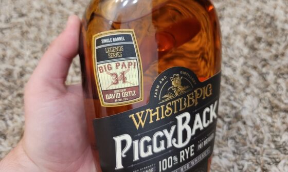 Found a gem of a whiskey - aged with actual pieces of Big Papi's bat!