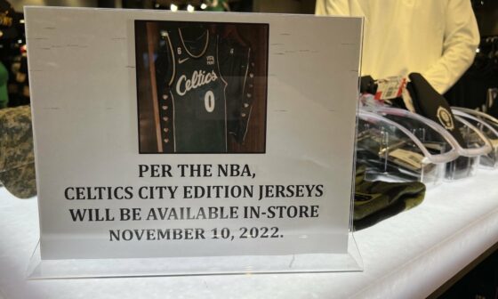 Per the NBA, the Bill Russell Celtics City Edition jerseys will be available to purchase in-store on November 10th, 2022.