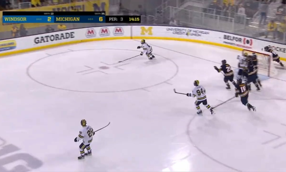 Seamus Casey scores a pretty one for his 2nd of the night during Michigan's first exhibition of the season