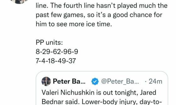 [baugh] Nuke out tonight with LBI. Kaut will be on 2nd line