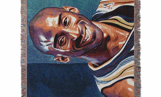 Here is one of my art painting pieces of Kobe Bryant I had made into a woven throw. What do you think?