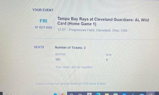 Got any other Rays fans who will be in Cleveland for Game 1? The lads will need all the support.