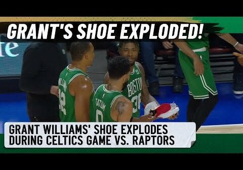 Grant Williams’ shoe explodes while driving to the basket 👟💥