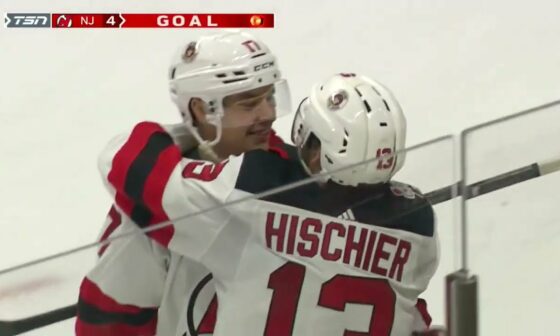 Hischier P.O.P. to Sharangovich for a shorty