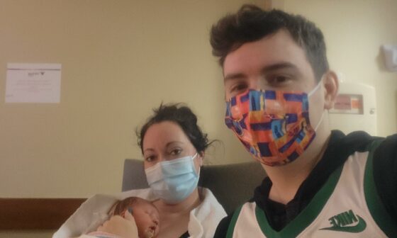 Newest Celtics fan came six weeks early. Had to wear a jersey the first time we got to hold her!