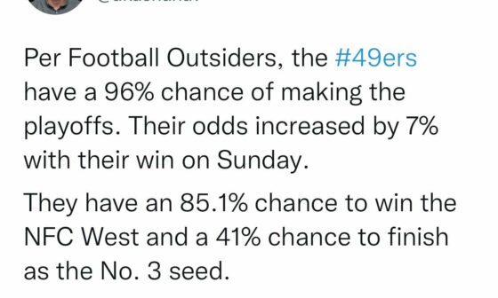 We are heavy favorites for the NFC West. Thank you, Raiders. Thank you Defense.