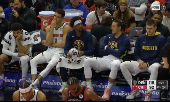 Starting 5 bored af wishing they didn't dominate their way to the bench.