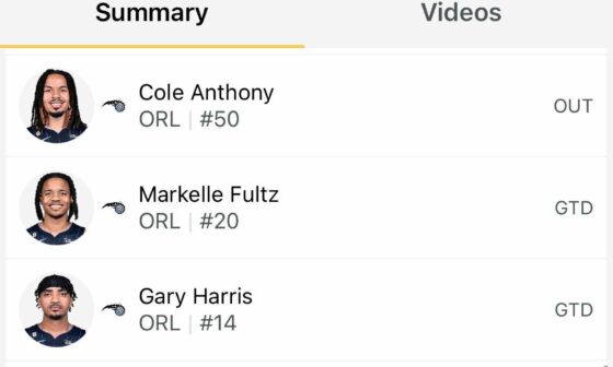 Fultz, Gary Harris, and Moe Wagner listed as “GTD” on the NBA App for tomorrow’s game against the Rockets