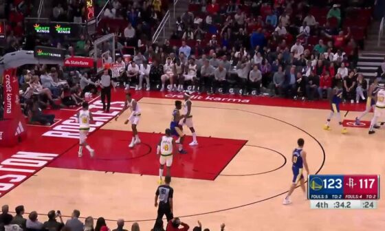 [Highlight] Steph makes an unreal fadeaway 3 to put the Rockets to bed!