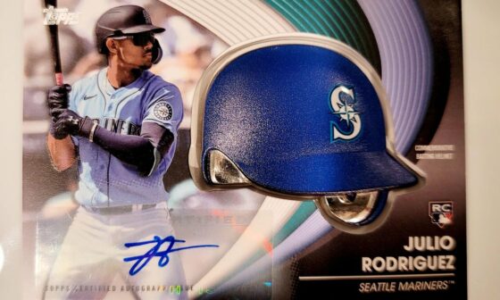 What the heck did I just pull?? Julio Rodriguez Commemorative Helmet with Auto and 3/10
