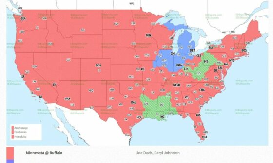 Week 10 - FOX Announcers for Vikings at Bills + other game maps