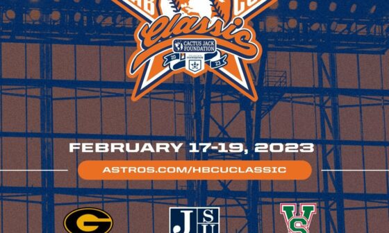 [Astros] The Astros Foundation is excited to host the first annual HBCU Classic, a round-robin collegiate baseball tournament highlighting Historically Black Colleges and Universities (HBCUs).