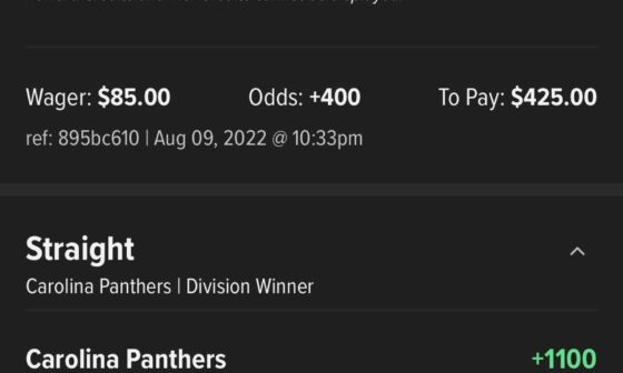 I had money on these Panthers to make the playoffs back in the rhule era. God bless Steve Wilks. Curses to Tom Brady.