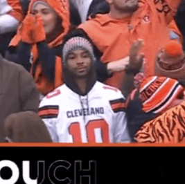 Hello Darkness My Old Friend..... (Browns Fan immediately after TI Flea Flicker TD, OUCH at the bottom is a coincidence that I didn't notice till after I posted this on Twitter)