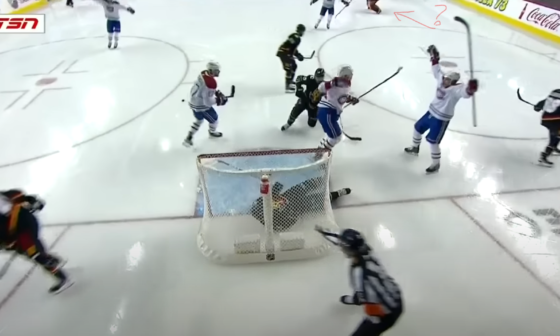 Screen shot: All 10 on ice players literally behind Markstrom (hoping for the breakaway pass?)