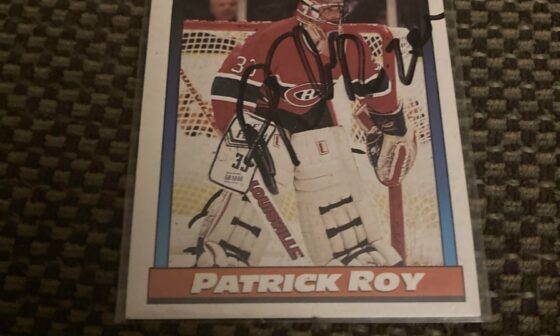 I inherited this signed Patrick Roy All Star card from my dad… figured you guys would appreciate almost as much as me! (It’s in great condition, the cover has some dings but the card is good)