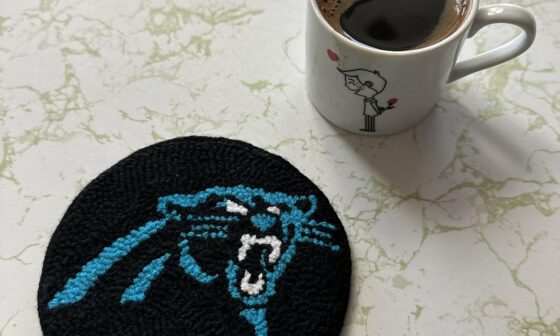 Good morning guys! I made Panthers mug rug. How does it look?