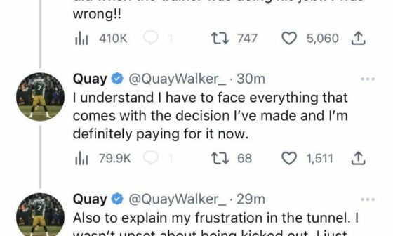 Quey Walkers apology on twitter