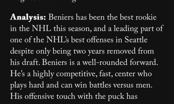 Beniers is number six on best players under 23 right now. Sorry it cut off the name hahaha GO MATTY!!!!!