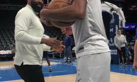 [Mizell] Former Sixer Isaiah Joe making the rounds here with former teammates and staff in OKC. Just did an elaborate handshake with Paul Reed and gave Shake Milton a big hug.