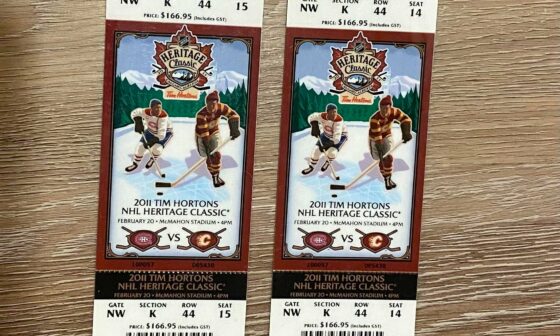 Dug up these old 2011 Heritage Classic tickets in great condition (thought someone would find it cool)