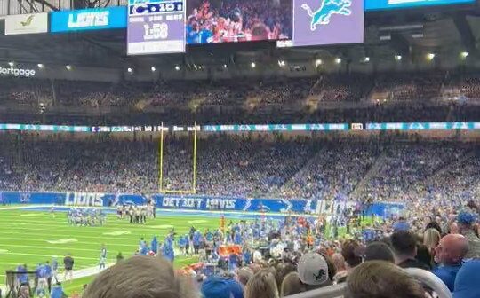 “The 2022 Detroit Lions will be the team that can — and will.” Ford Field explodes as MCDC's quote from Hard Knocks plays in a hype video in the home finale