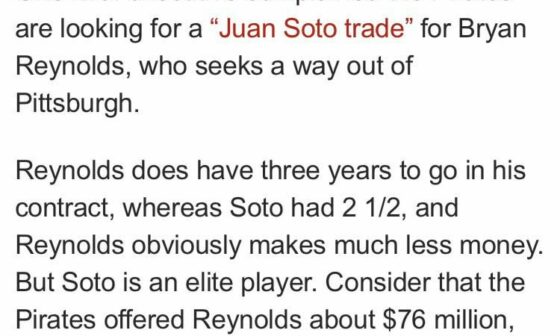More from Heyman: Pirates offer was “about $76 million” for Reynolds.