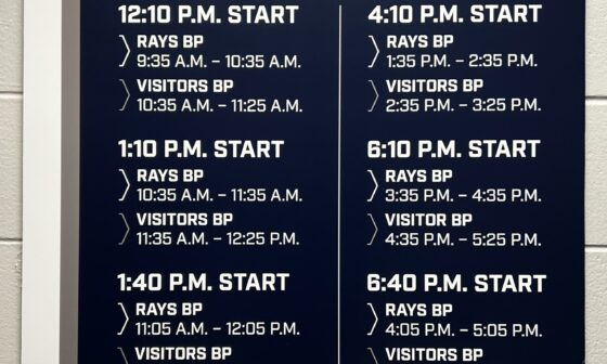 Batting Practice Times for all Rays Home games.