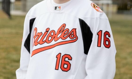 Made a custom Orioles hockey jersey to wear for Opening Day this year