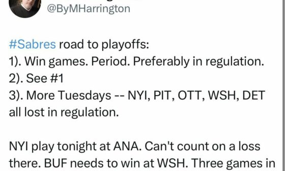 Buffalo News reporter provides expert advice on how to make the playoffs: win games