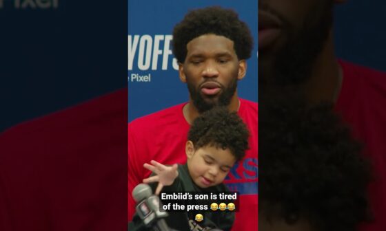 Joel Embiid & his son share a FUNNY moment after his Game 1 W! No more questions 😂!| #Shorts