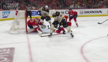 Pastrnak with ridiculous BETWEEN-THE-LEGS goal