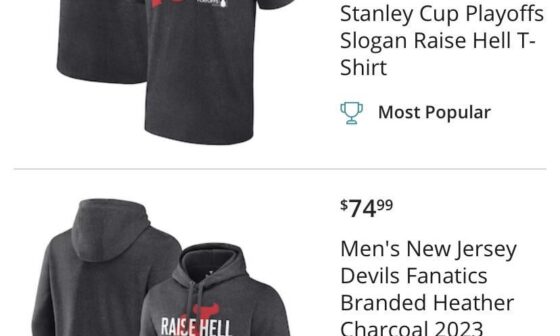Per NHL shop our playoff slogan is “Raise Hell.”