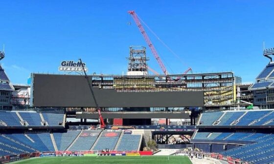 Largest Outdoor Screen in the World Currently under Construction at Gillette Stadium. 370 Feet by 60 Feet!