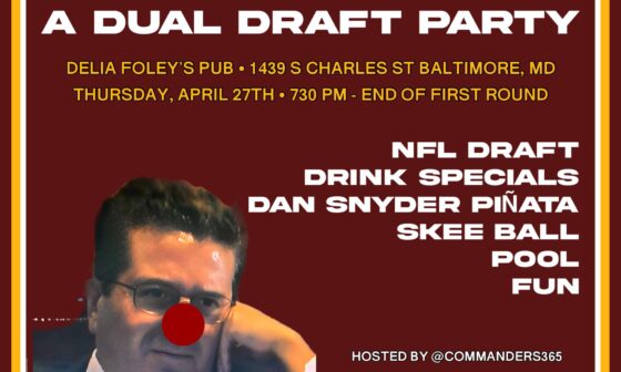 We amended the party. There will be a Dan Snyder piñata now. Bmore area fans, or anyone that wants to, come thru. Free admission 21+