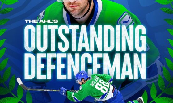 [Abbotsford Canucks] The best of the best 🏆 Congratulations to Christian Wolanin on winning @TheAHL Eddie Shore Award for Most Outstanding Defenceman 👏