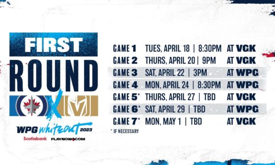 Game Times For Round 1