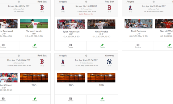 The Starting Pitching Matchups for our 4 game set in Boston