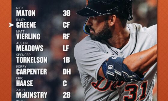Detroit Tigers’ starting lineup for todays game as we look for the sweep against the Astros! (04/05/23)