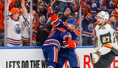 Foegele has the Oilers first shot...and the first goal!